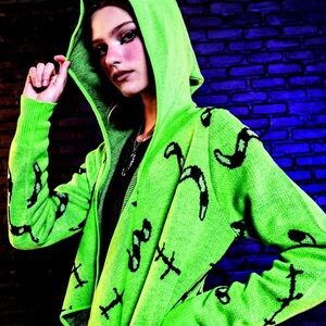 Hot Topic Nightmare Before Christmas Oogie Boogie Size M Cardigan Glow N the DRK